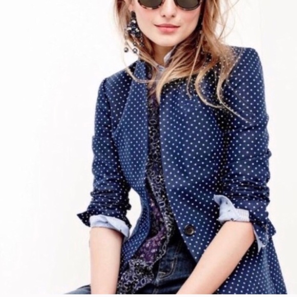 J. Crew Jackets & Blazers - J. Crew Polka Dot Chambray Schoolboy Blazer
